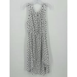 Triple Cherry Polka Dot Sleeveless High Low Dress White Black Casual Small